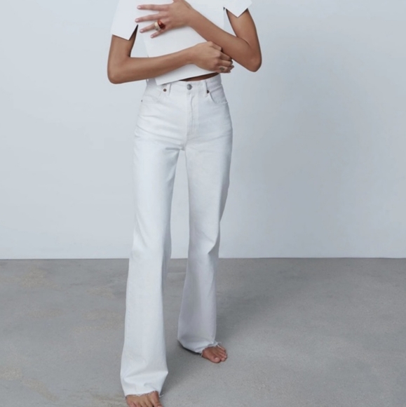 NWT Zara Wide Leg Hi-Rise Full Length Jeans - Picture 5 of 6